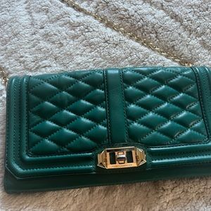 Rebecca Minkoff quilted green cross body with chain strap